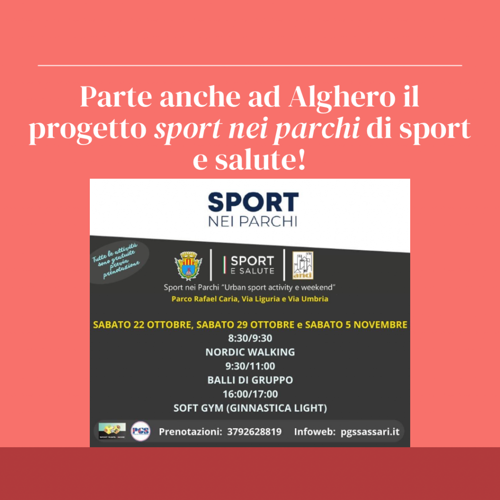 Parte anche ad Alghero il progetto sport nei parchi di sport e salute